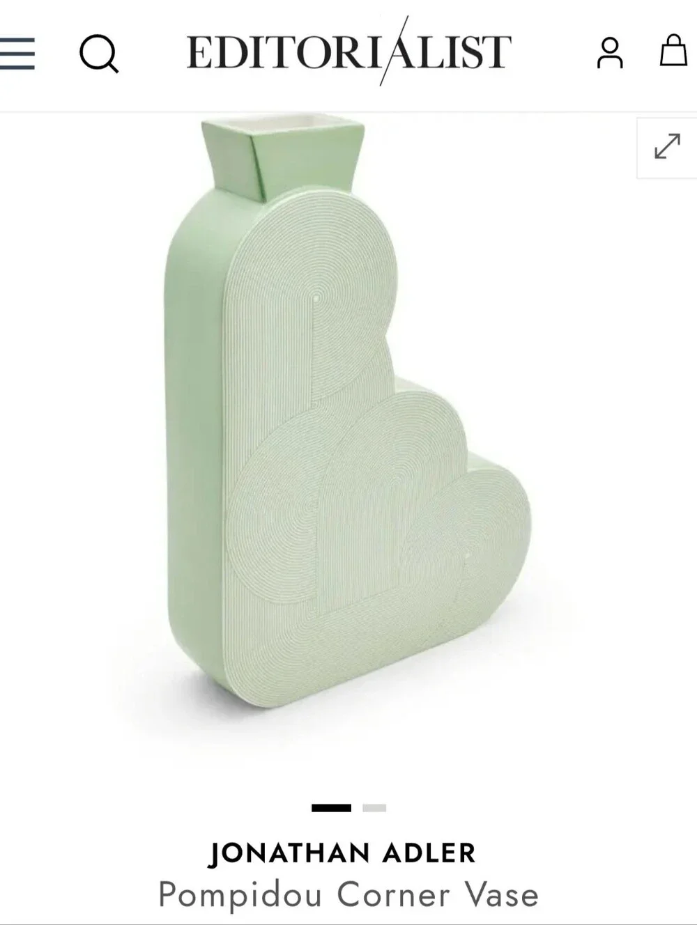 Jonathan Adler Pompidou Vase in a light green porcelain